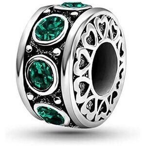 January-December Birthstone Birthday Heart Bead Charms Compatible